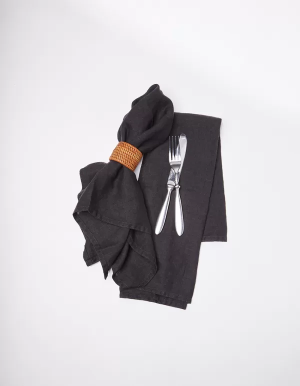 Noir Washed Linen Napkins - Image 2
